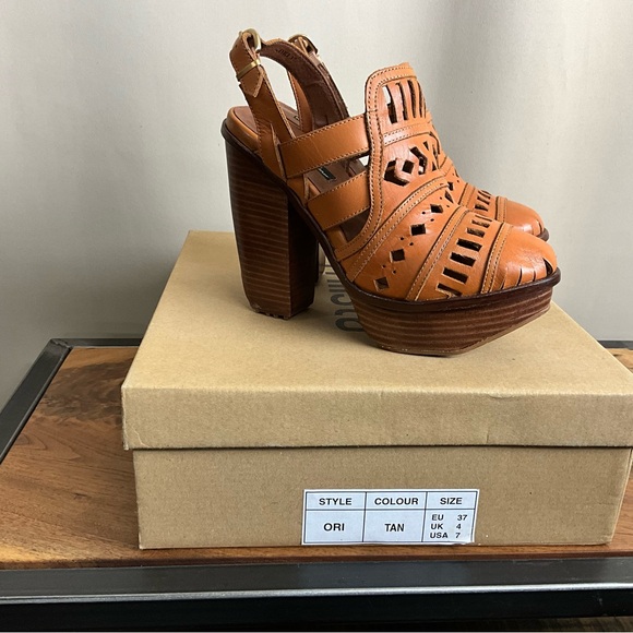 Miista Ori Tan Leather Heeled Sandal, New in Box, EU Size 37 - Picture 8 of 8